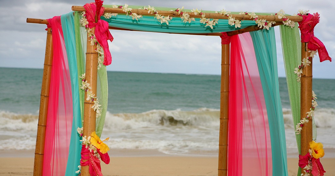 closeup of the Hawaiian beach arch
