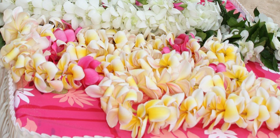 flower leis for all the children and guest at the wedding ceremony