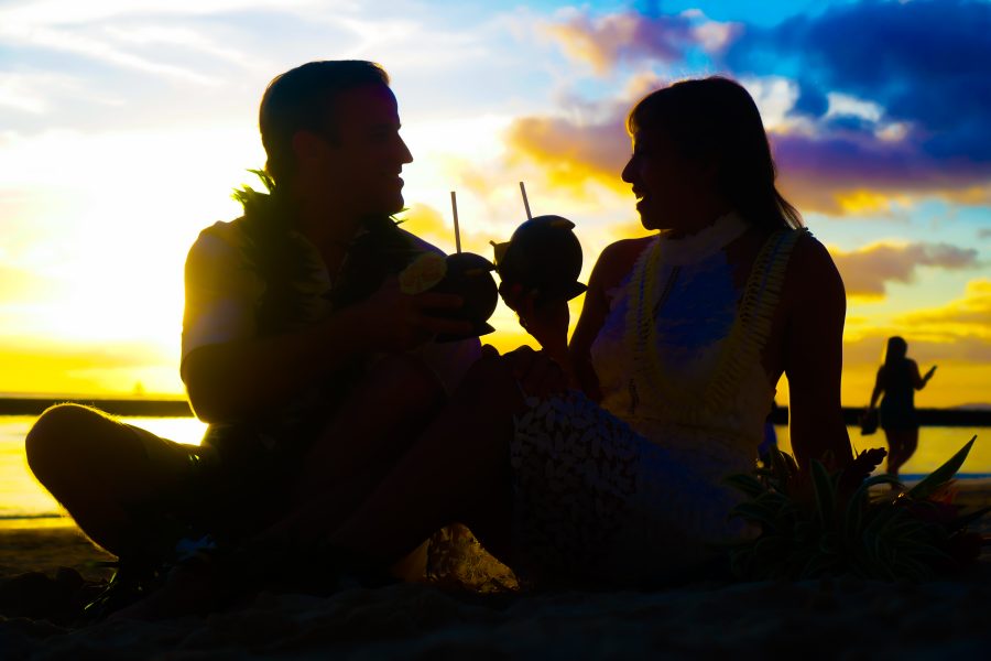 Sunset skies during reception in Waikiki