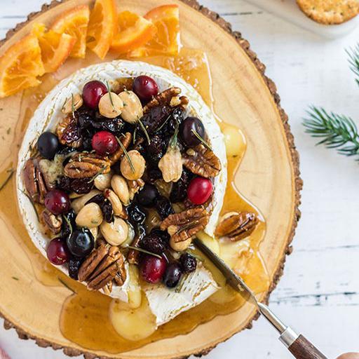 Brie cheese with honey and nuts
