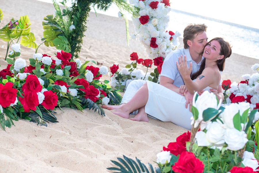 on the sand after the proposal